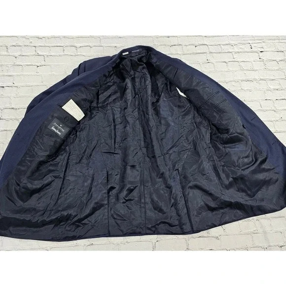 Ermenegildo Zegna Windowpane Sport Coat Jacket Double Breasted Blue MENS SIZE 54